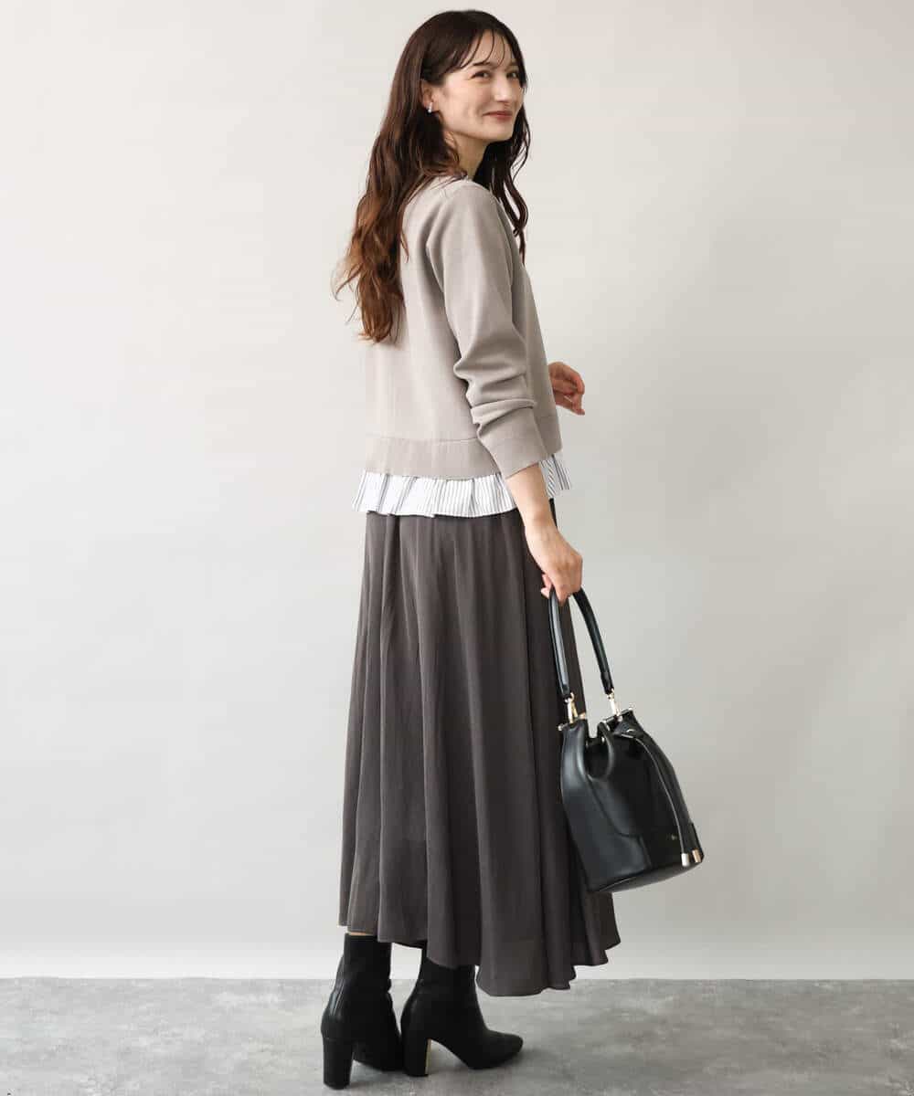 FKSJD31160 MK MICHEL KLEIN(MK ミッシェルクラン) [洗える]フリルレイヤードニットカーディガン ネイビー