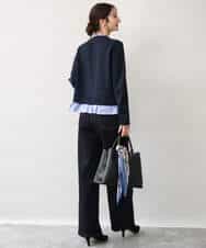 FKSJD31160 MK MICHEL KLEIN(MK ミッシェルクラン) [洗える]フリルレイヤードニットカーディガン ネイビー