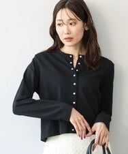 FKSJD33150 MK MICHEL KLEIN(MK ミッシェルクラン) [洗える]ドット釦コンパクトニットカーディガン ブラック