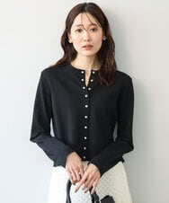 FKSJD33150 MK MICHEL KLEIN(MK ミッシェルクラン) [洗える]ドット釦コンパクトニットカーディガン ブラック