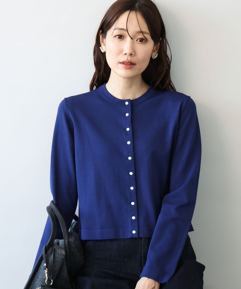 FKSJD33150 MK MICHEL KLEIN(MK ミッシェルクラン) [洗える]ドット釦コンパクトニットカーディガン ブラック