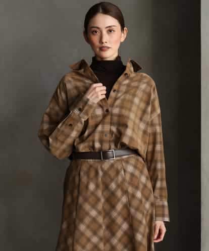 FMBAG20250 MICHEL KLEIN [セットアップ対応]チェックコーデュロイシャツ