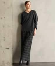 FMBAG21230 MICHEL KLEIN(ミッシェルクラン) [セットアップ対応]ラメストライプブラウス ダークグレー