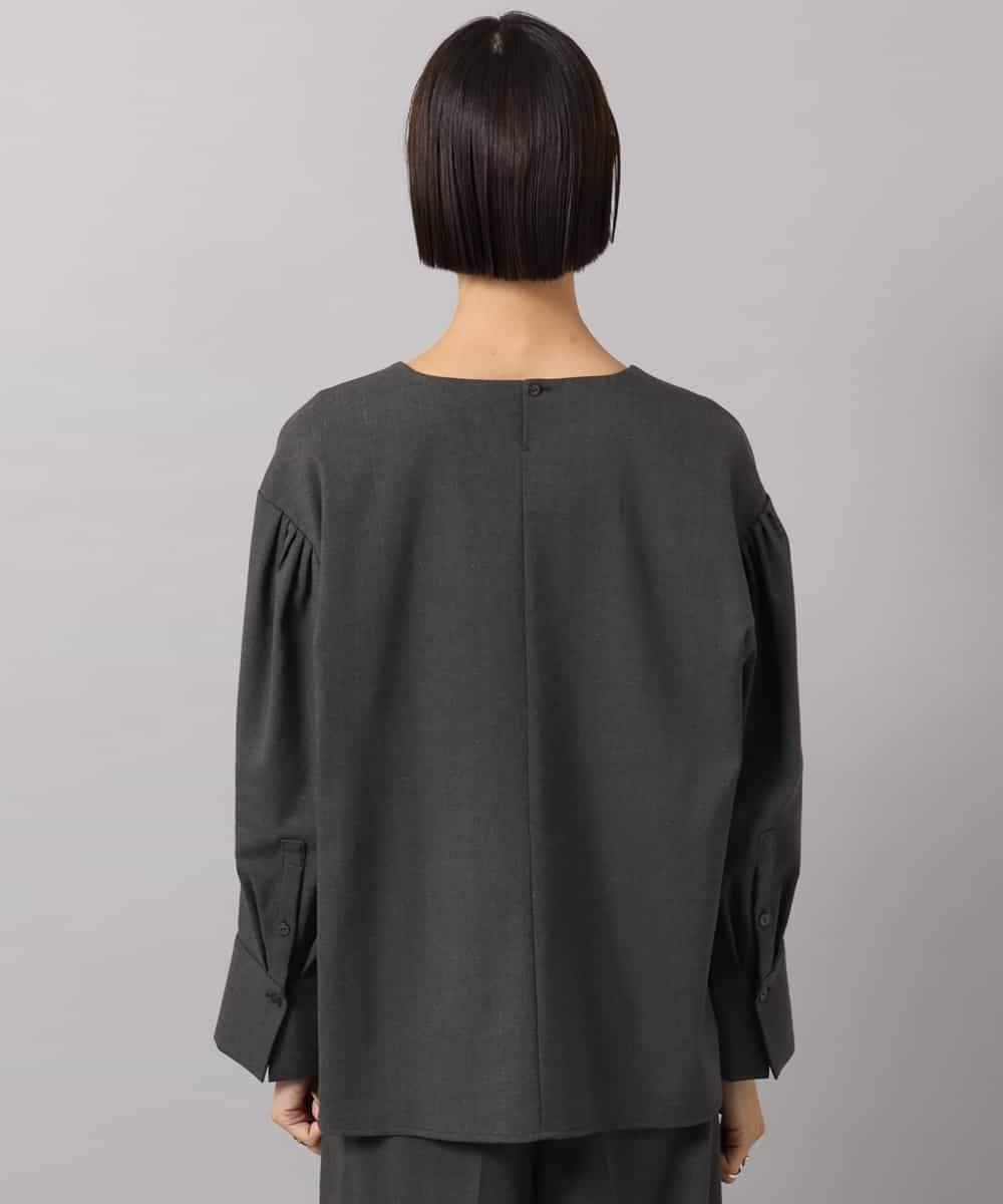 FMBAG21230 MICHEL KLEIN(ミッシェルクラン) [セットアップ対応]ラメストライプブラウス ダークグレー