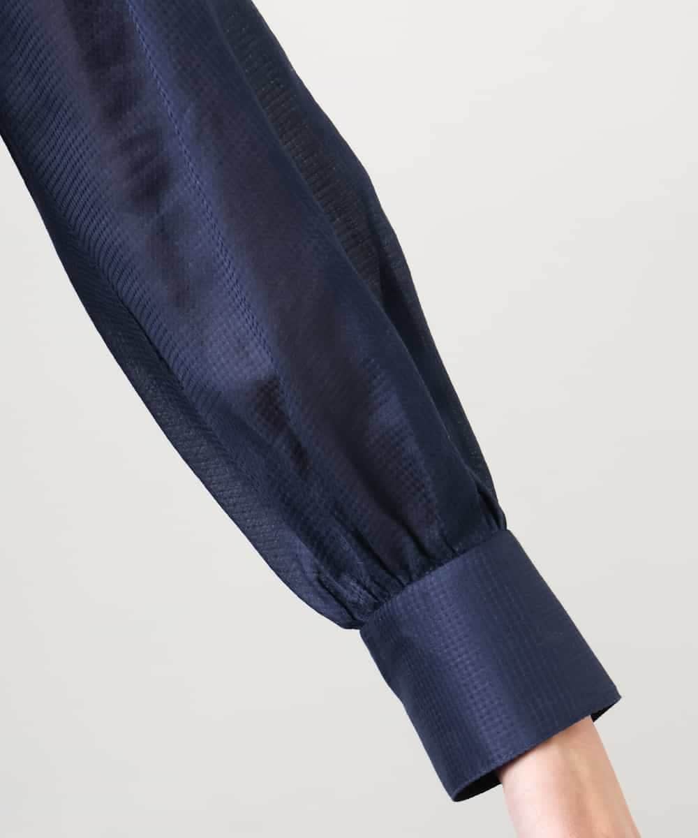 FMBGE10360 MICHEL KLEIN(ミッシェルクラン) [セットアップ対応]ライトワッフルリボンスキッパーブラウス ネイビー