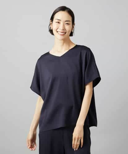 FMBHD02170 MICHEL KLEIN [セットアップ対応]Vネックサテンオーバーブラウス