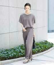 FMBHD02170 MICHEL KLEIN(ミッシェルクラン) [セットアップ対応]Vネックサテンオーバーブラウス ベージュ
