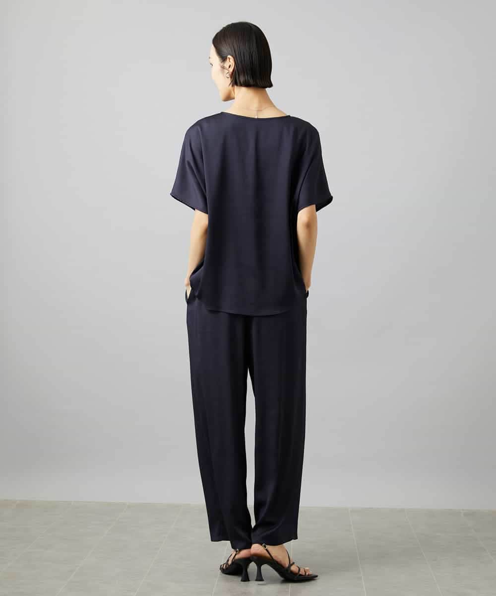 FMBHD02170 MICHEL KLEIN(ミッシェルクラン) [セットアップ対応]Vネックサテンオーバーブラウス ベージュ