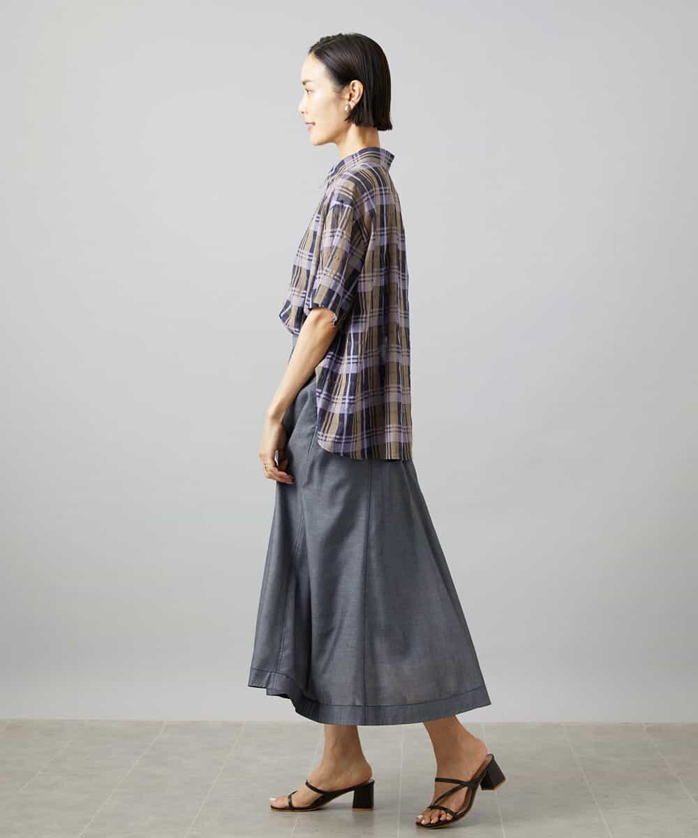 FMBHD06240 MICHEL KLEIN(ミッシェルクラン) シアーチェックシャツ パープル