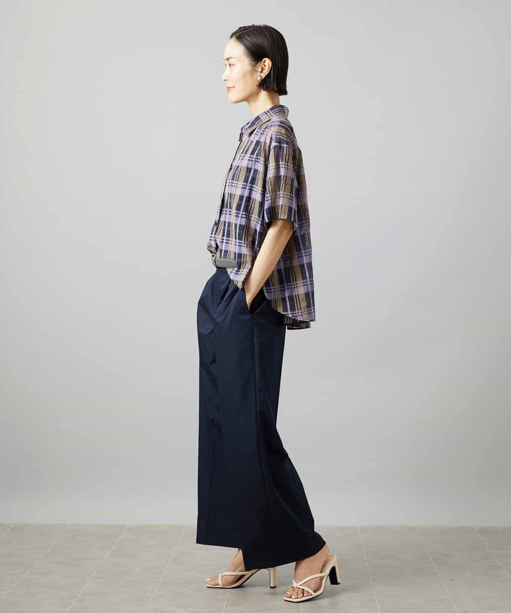 FMBHD06240 MICHEL KLEIN(ミッシェルクラン) シアーチェックシャツ パープル