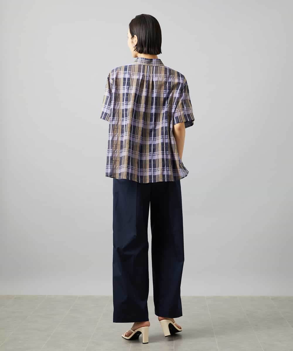 FMBHD06240 MICHEL KLEIN(ミッシェルクラン) シアーチェックシャツ パープル