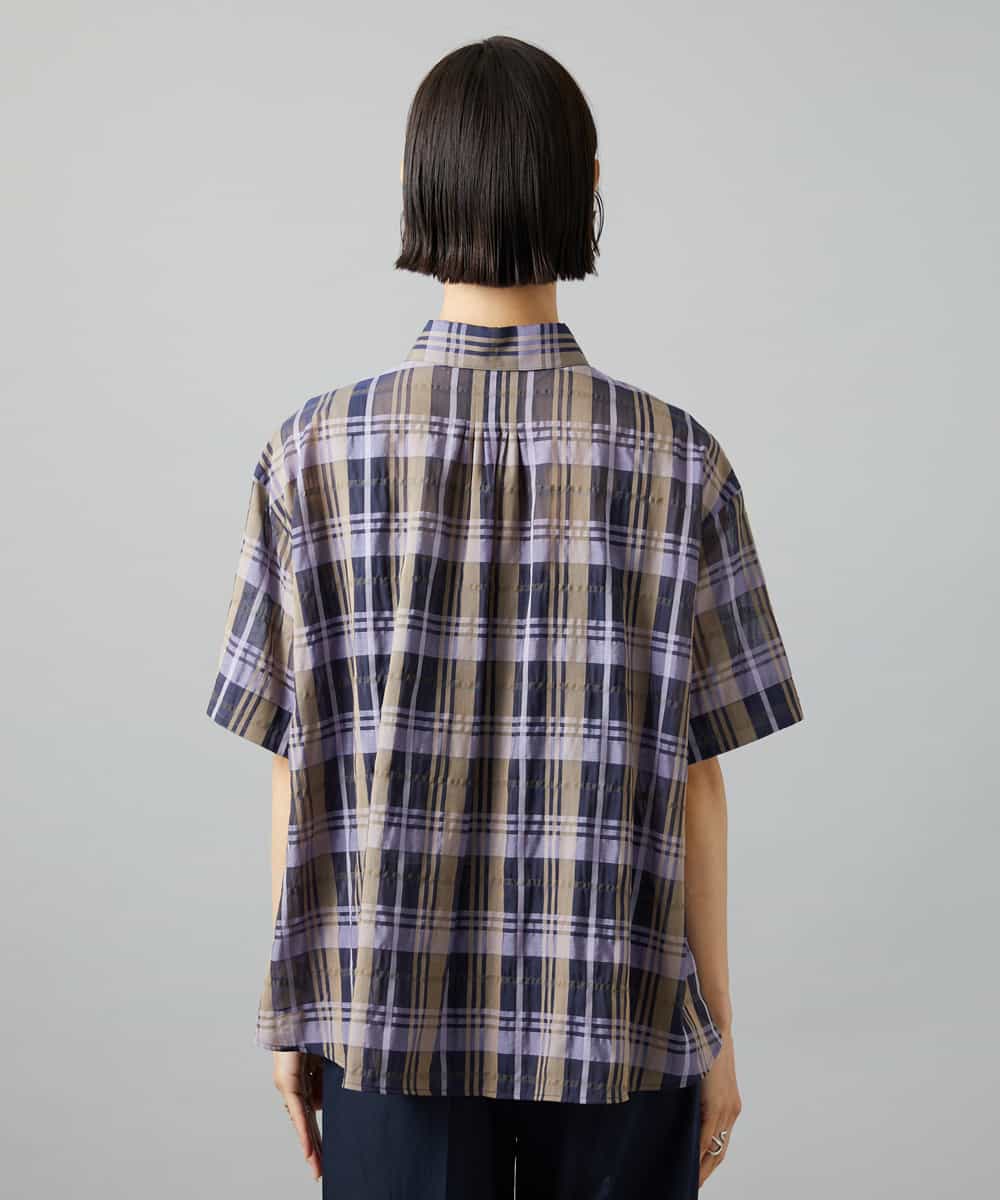 FMBHD06240 MICHEL KLEIN(ミッシェルクラン) シアーチェックシャツ パープル