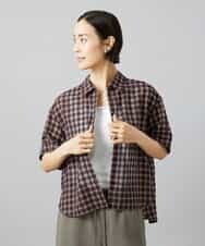 FMBHD06240 MICHEL KLEIN(ミッシェルクラン) シアーチェックシャツ ブラウン