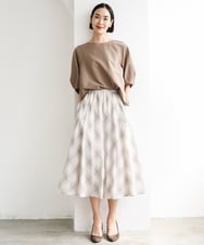 FMBID09230 MICHEL KLEIN(ミッシェルクラン) パフスリーブブラウス ライトブルー