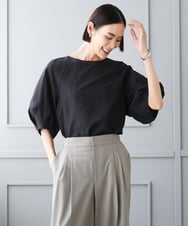 FMBID09230 MICHEL KLEIN(ミッシェルクラン) パフスリーブブラウス ライトブルー