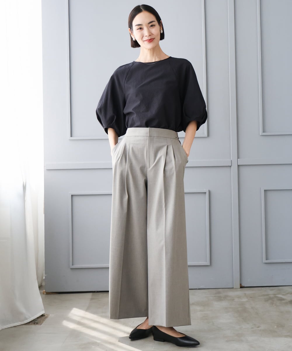 FMBID09230 MICHEL KLEIN(ミッシェルクラン) パフスリーブブラウス ライトブルー