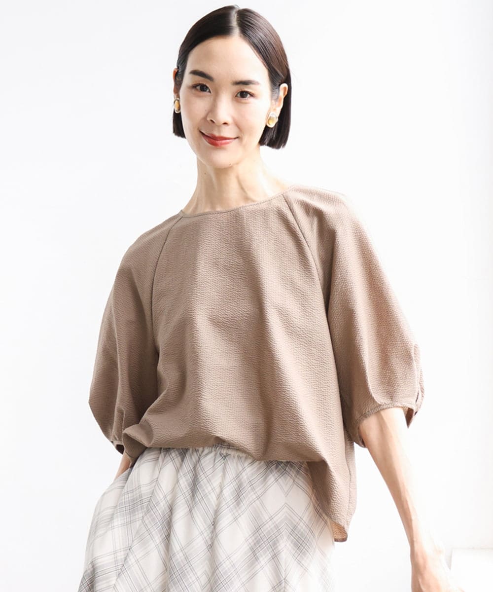 FMBID09230 MICHEL KLEIN(ミッシェルクラン) パフスリーブブラウス ベージュ