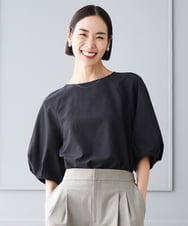 FMBID09230 MICHEL KLEIN(ミッシェルクラン) パフスリーブブラウス ブラック
