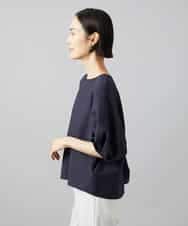 FMBID09230 MICHEL KLEIN(ミッシェルクラン) パフスリーブブラウス ライトブルー