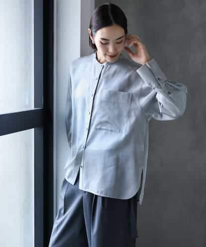 FMBJD02260 MICHEL KLEIN シアーシャンブレーバンドカラーシャツ