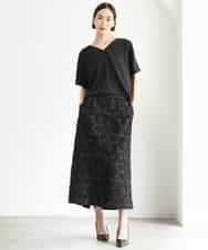 FMBJD03200 MICHEL KLEIN(ミッシェルクラン) [セットアップ対応]Vネックフレアブラウス ブラック