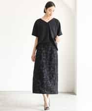 FMBJD03200 MICHEL KLEIN(ミッシェルクラン) [セットアップ対応]Vネックフレアブラウス ブラック
