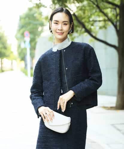 FMDDD02430 MICHEL KLEIN [セットアップ対応]ファンシーツイードノーカラージャケット