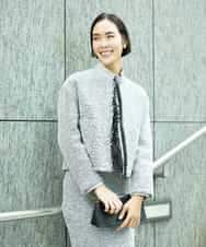 FMDDD02430 MICHEL KLEIN(ミッシェルクラン) [セットアップ対応]ファンシーツイードノーカラージャケット グレー