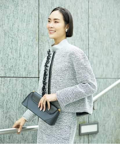 FMDDD02430 MICHEL KLEIN [セットアップ対応]ファンシーツイードノーカラージャケット