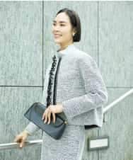 FMDDD02430 MICHEL KLEIN(ミッシェルクラン) [セットアップ対応]ファンシーツイードノーカラージャケット グレー
