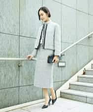 FMDDD02430 MICHEL KLEIN(ミッシェルクラン) [セットアップ対応]ファンシーツイードノーカラージャケット グレー