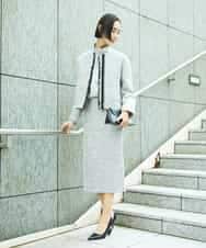FMDDD02430 MICHEL KLEIN(ミッシェルクラン) [セットアップ対応]ファンシーツイードノーカラージャケット グレー