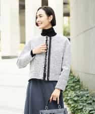 FMDDD02430 MICHEL KLEIN(ミッシェルクラン) [セットアップ対応]ファンシーツイードノーカラージャケット グレー