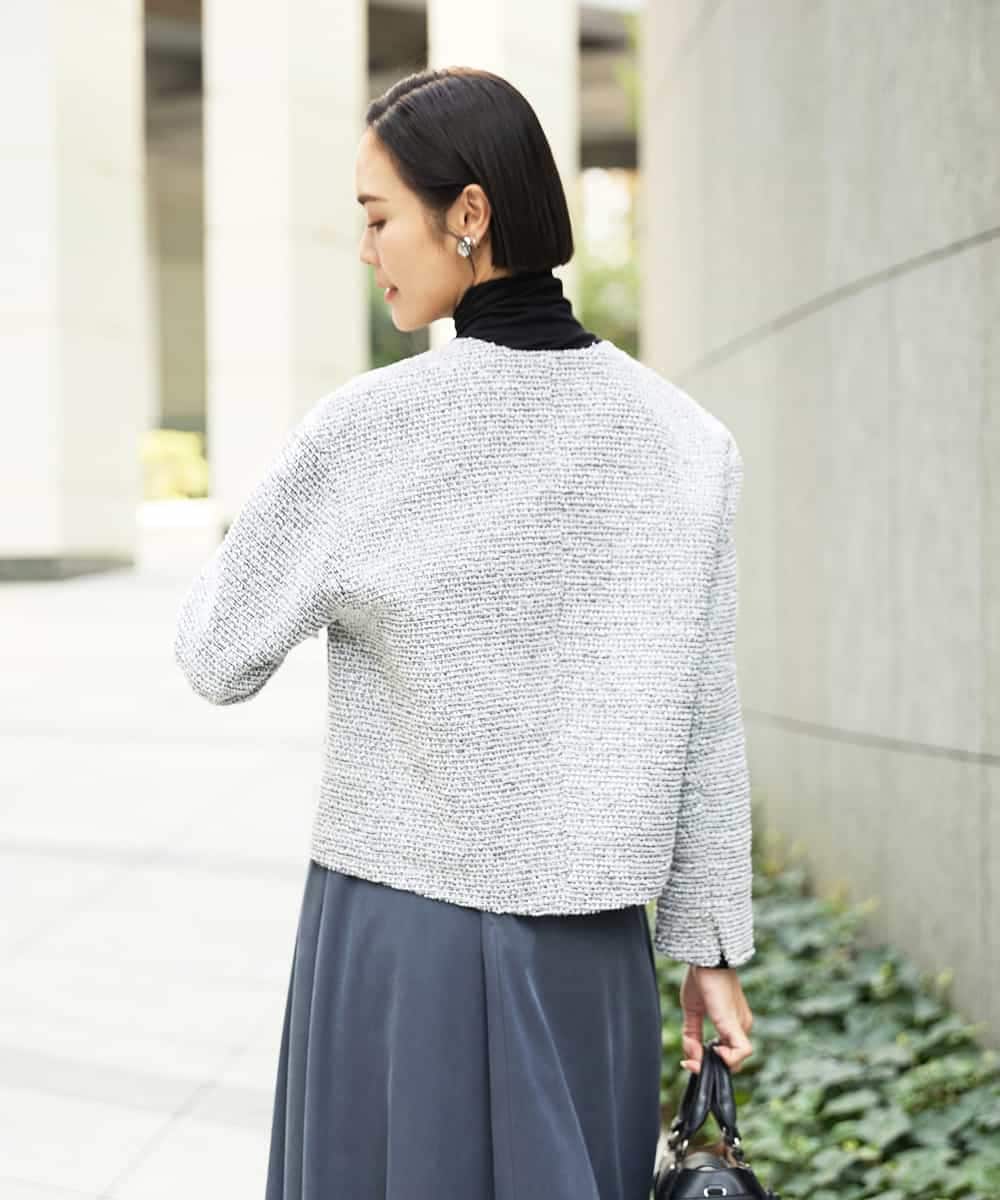 FMDDD02430 MICHEL KLEIN(ミッシェルクラン) [セットアップ対応]ファンシーツイードノーカラージャケット グレー
