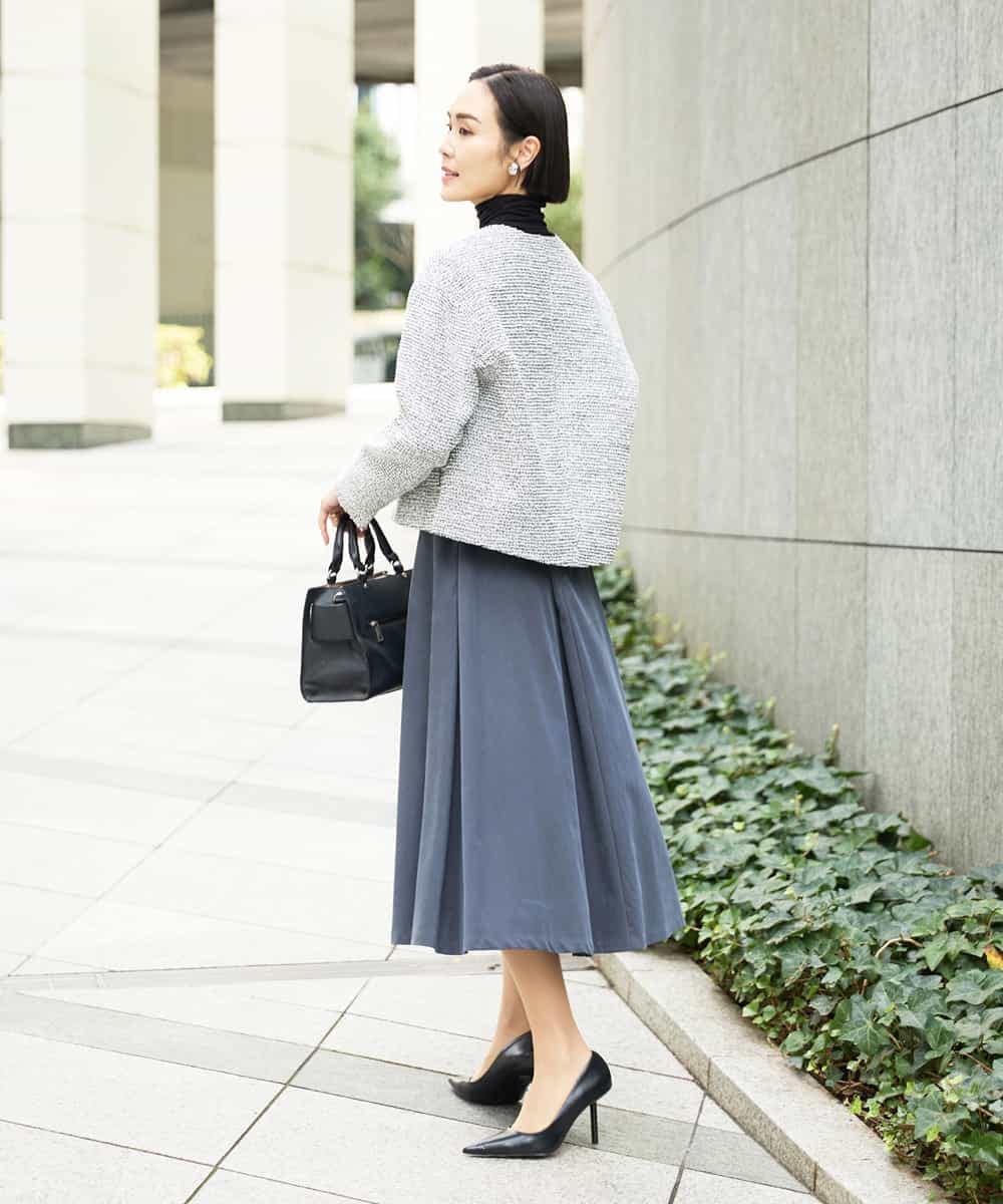 FMDDD02430 MICHEL KLEIN(ミッシェルクラン) [セットアップ対応]ファンシーツイードノーカラージャケット グレー