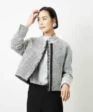 FMDDD02430 MICHEL KLEIN(ミッシェルクラン) [セットアップ対応]ファンシーツイードノーカラージャケット グレー