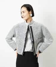 FMDDD02430 MICHEL KLEIN(ミッシェルクラン) [セットアップ対応]ファンシーツイードノーカラージャケット グレー