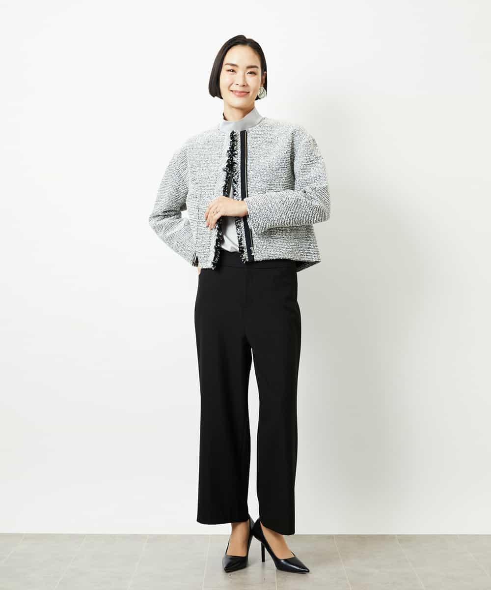 FMDDD02430 MICHEL KLEIN(ミッシェルクラン) [セットアップ対応]ファンシーツイードノーカラージャケット グレー