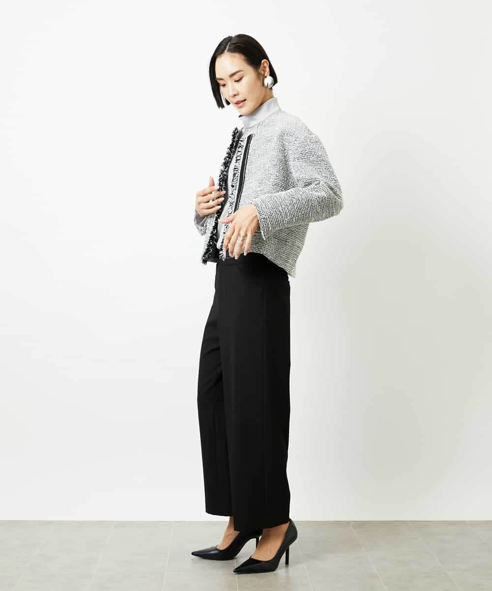 FMDDD02430 MICHEL KLEIN(ミッシェルクラン) [セットアップ対応]ファンシーツイードノーカラージャケット グレー