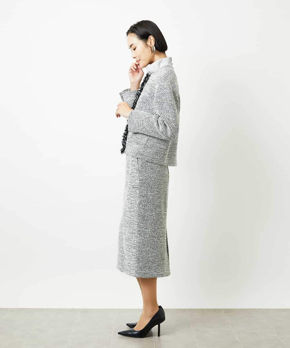 FMDDD02430 MICHEL KLEIN(ミッシェルクラン) [セットアップ対応]ファンシーツイードノーカラージャケット グレー