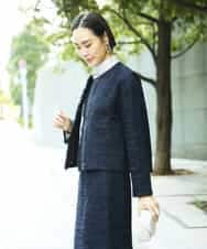 FMDDD02430 MICHEL KLEIN(ミッシェルクラン) [セットアップ対応]ファンシーツイードノーカラージャケット グレー