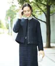 FMDDD02430 MICHEL KLEIN(ミッシェルクラン) [セットアップ対応]ファンシーツイードノーカラージャケット グレー