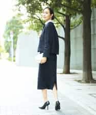 FMDDD02430 MICHEL KLEIN(ミッシェルクラン) [セットアップ対応]ファンシーツイードノーカラージャケット グレー