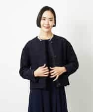 FMDDD02430 MICHEL KLEIN(ミッシェルクラン) [セットアップ対応]ファンシーツイードノーカラージャケット グレー