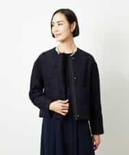 FMDDD02430 MICHEL KLEIN(ミッシェルクラン) [セットアップ対応]ファンシーツイードノーカラージャケット グレー