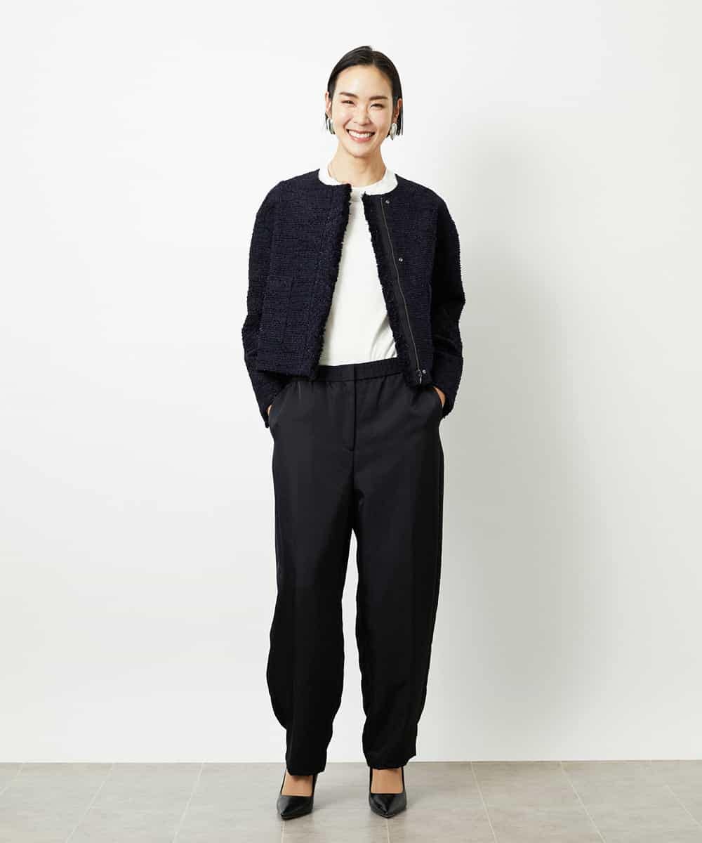 FMDDD02430 MICHEL KLEIN(ミッシェルクラン) [セットアップ対応]ファンシーツイードノーカラージャケット グレー