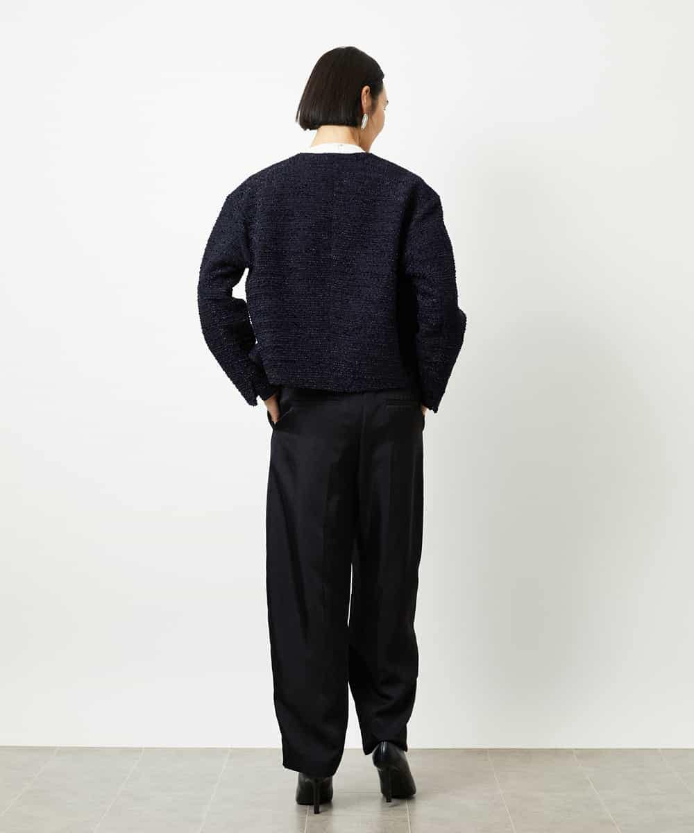 FMDDD02430 MICHEL KLEIN(ミッシェルクラン) [セットアップ対応]ファンシーツイードノーカラージャケット グレー
