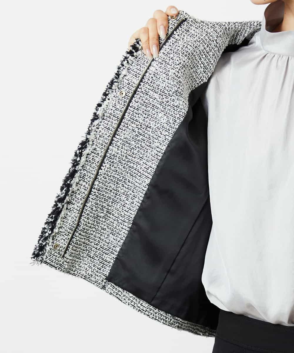 FMDDD02430 MICHEL KLEIN(ミッシェルクラン) [セットアップ対応]ファンシーツイードノーカラージャケット グレー