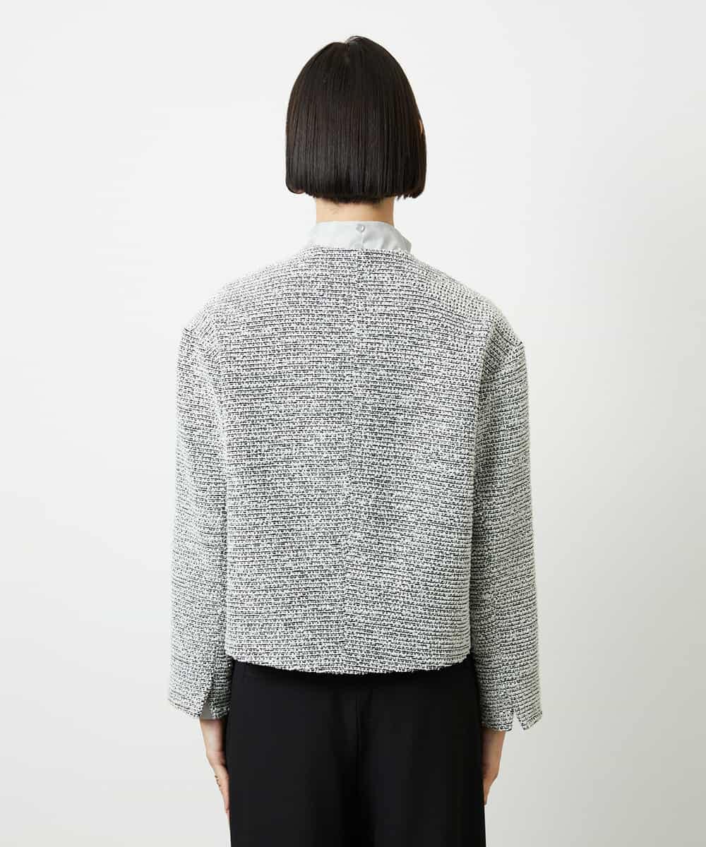 FMDDD02430 MICHEL KLEIN(ミッシェルクラン) [セットアップ対応]ファンシーツイードノーカラージャケット グレー