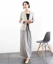 FMDGD05420 MICHEL KLEIN(ミッシェルクラン) [セットアップ対応]ツイードライク ノーカラージャケット ベージュ